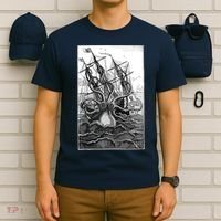 Giant Octopus Pirate Ship Vintage Kraken Sailing Squid T-Shirt thumb 6