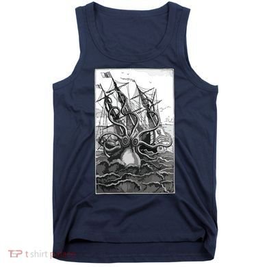 Giant Octopus Pirate Ship Vintage Kraken Sailing Squid Tank Top