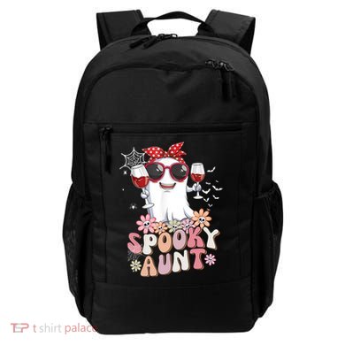 Groovy One Spooky Aunt Retro Ghost Witch Mom Halloween Gift Backpack