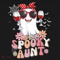 Groovy One Spooky Aunt Retro Ghost Witch Mom Halloween Gift Bucket Hat thumb 4