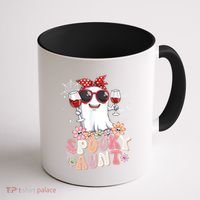 Groovy One Spooky Aunt Retro Ghost Witch Mom Halloween Gift Coffee Mug thumb 1