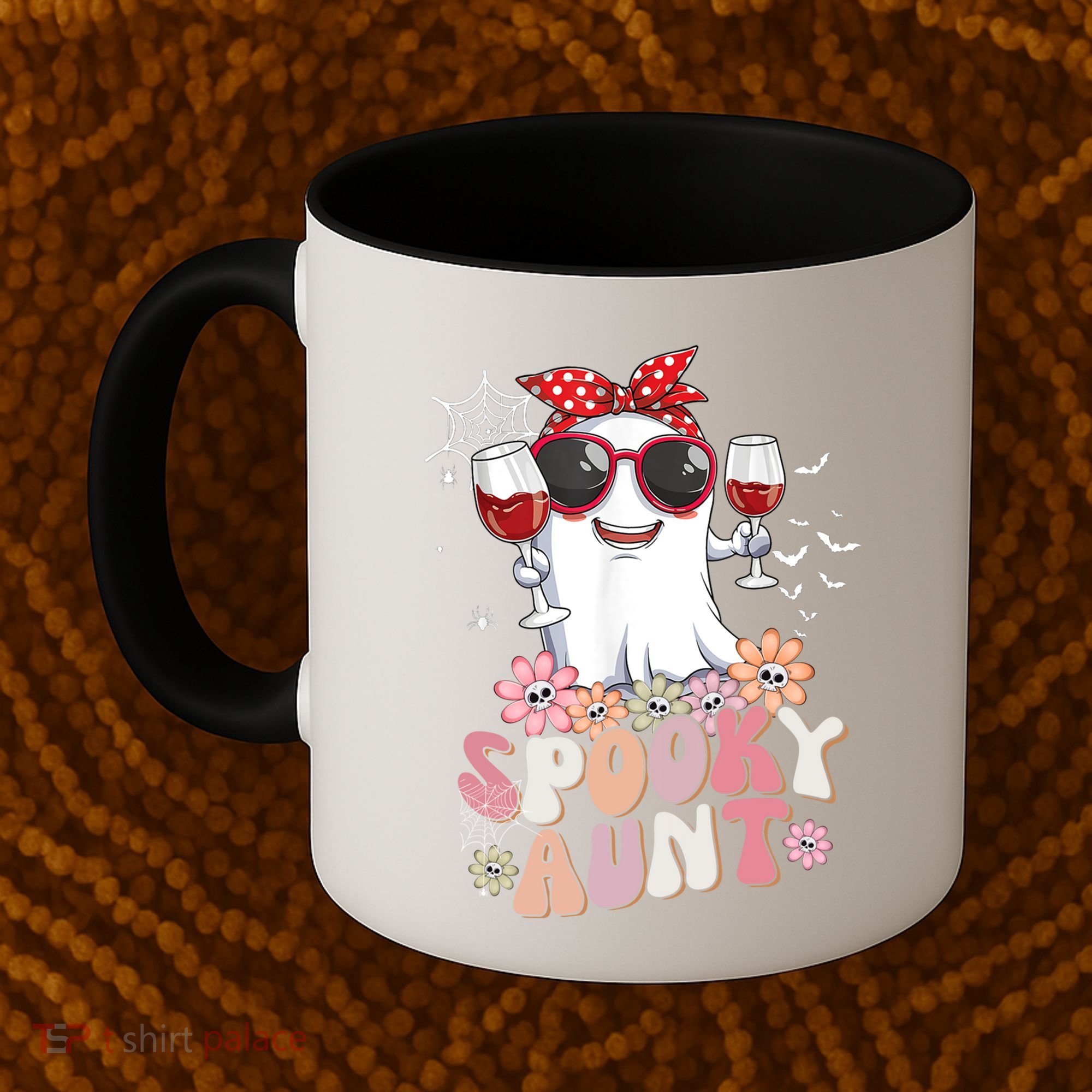 Groovy One Spooky Aunt Retro Ghost Witch Mom Halloween Gift Coffee Mug