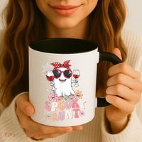 Groovy One Spooky Aunt Retro Ghost Witch Mom Halloween Gift Coffee Mug thumb 3