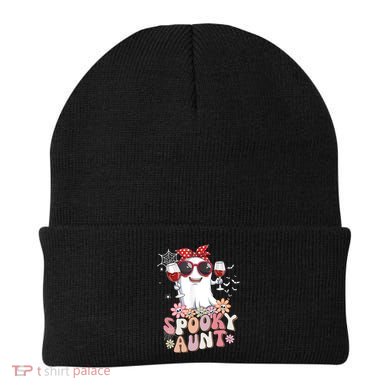 Groovy One Spooky Aunt Retro Ghost Witch Mom Halloween Gift Beanie