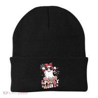 Groovy One Spooky Aunt Retro Ghost Witch Mom Halloween Gift Beanie thumb 0