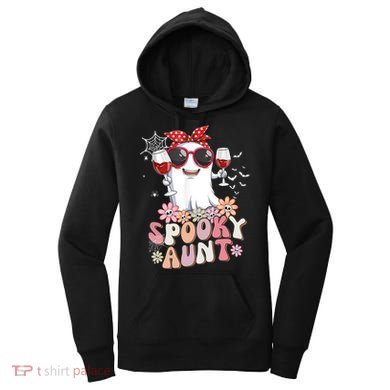 Groovy One Spooky Aunt Retro Ghost Witch Mom Halloween Gift Women's Hoodie