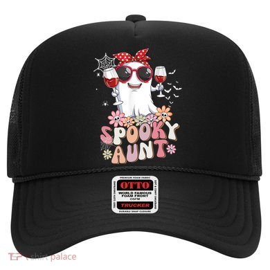 Groovy One Spooky Aunt Retro Ghost Witch Mom Halloween Gift Hat