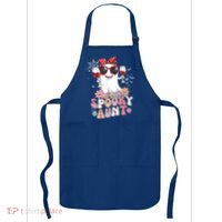 Groovy One Spooky Aunt Retro Ghost Witch Mom Halloween Gift Apron thumb 0
