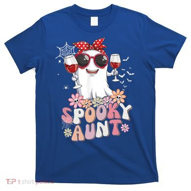 Groovy One Spooky Aunt Retro Ghost Witch Mom Halloween Gift T-Shirt