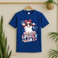 Groovy One Spooky Aunt Retro Ghost Witch Mom Halloween Gift T-Shirt thumb 2
