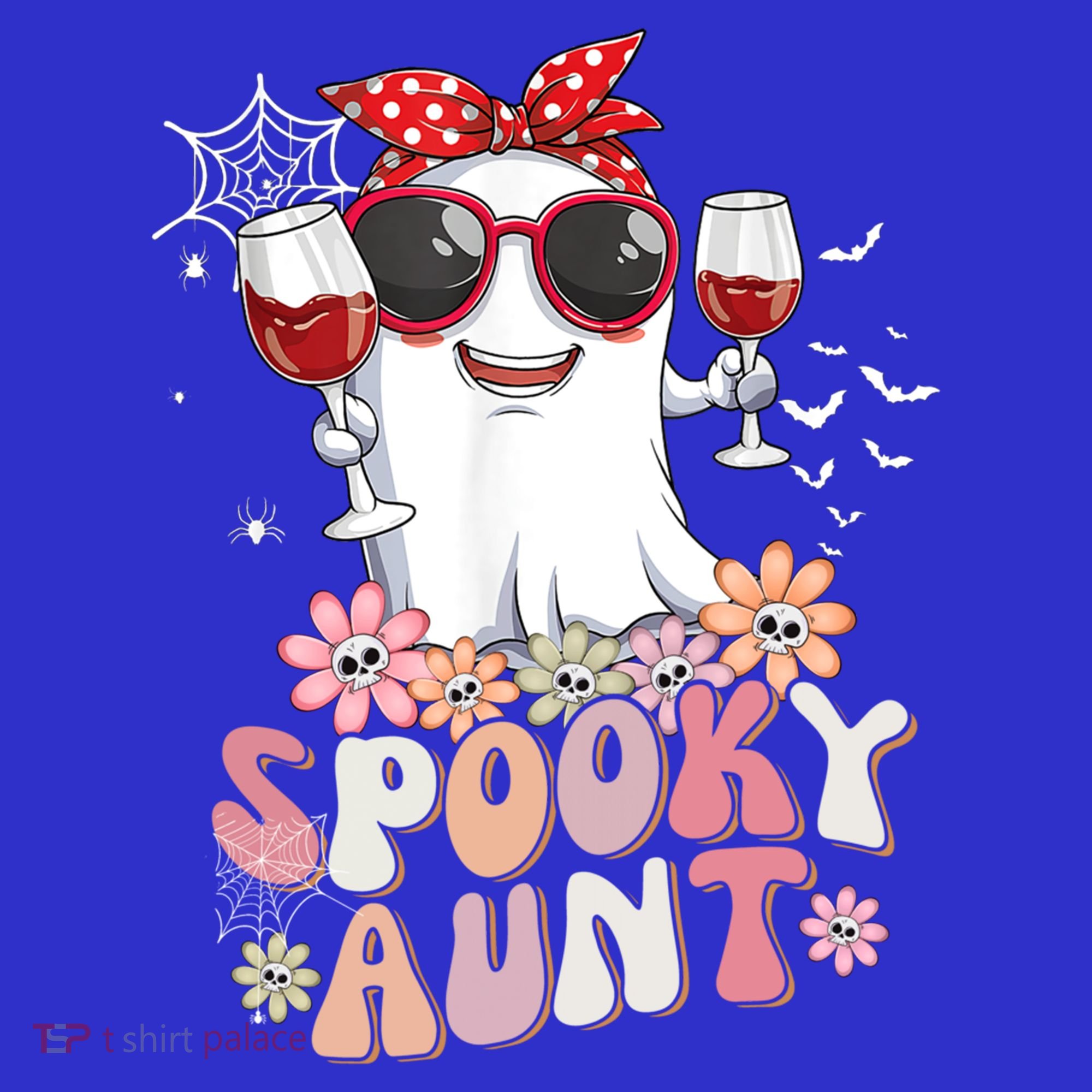 Groovy One Spooky Aunt Retro Ghost Witch Mom Halloween Gift T-Shirt