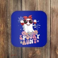 Groovy One Spooky Aunt Retro Ghost Witch Mom Halloween Gift Coaster thumb 0