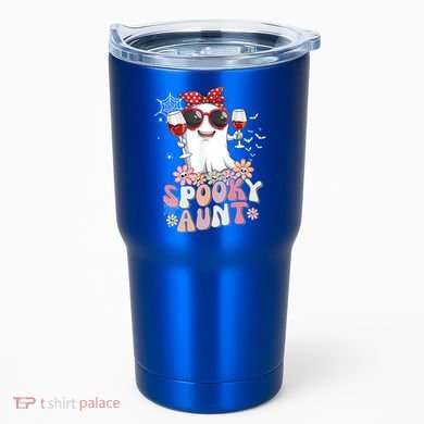 Groovy One Spooky Aunt Retro Ghost Witch Mom Halloween Gift Tumbler