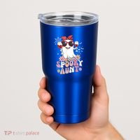 Groovy One Spooky Aunt Retro Ghost Witch Mom Halloween Gift Tumbler thumb 2