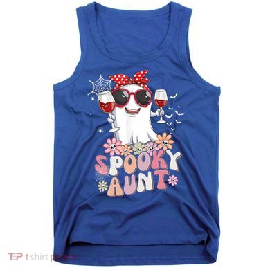 Groovy One Spooky Aunt Retro Ghost Witch Mom Halloween Gift Tank Top