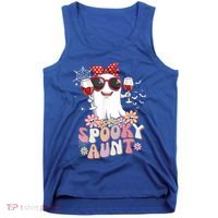 Groovy One Spooky Aunt Retro Ghost Witch Mom Halloween Gift Tank Top thumb 0