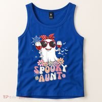 Groovy One Spooky Aunt Retro Ghost Witch Mom Halloween Gift Tank Top thumb 2