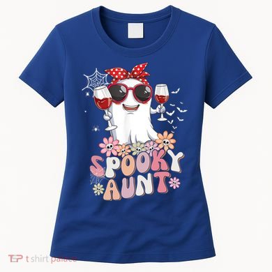 Groovy One Spooky Aunt Retro Ghost Witch Mom Halloween Gift Women's T-Shirt