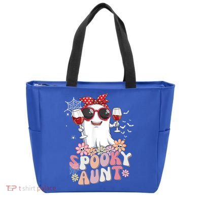 Groovy One Spooky Aunt Retro Ghost Witch Mom Halloween Gift Tote Bag