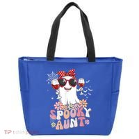 Groovy One Spooky Aunt Retro Ghost Witch Mom Halloween Gift Tote Bag thumb 0