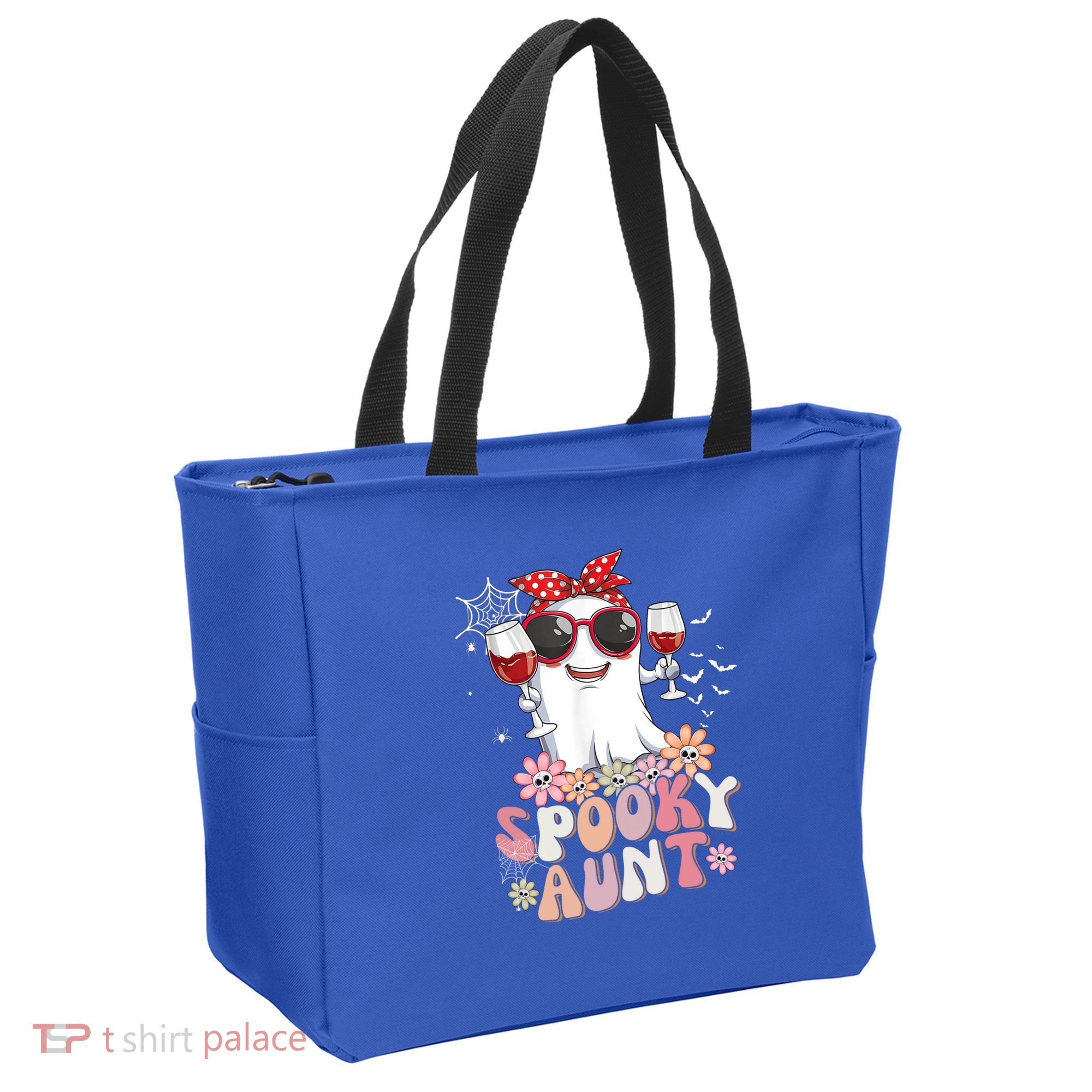 Groovy One Spooky Aunt Retro Ghost Witch Mom Halloween Gift Tote Bag