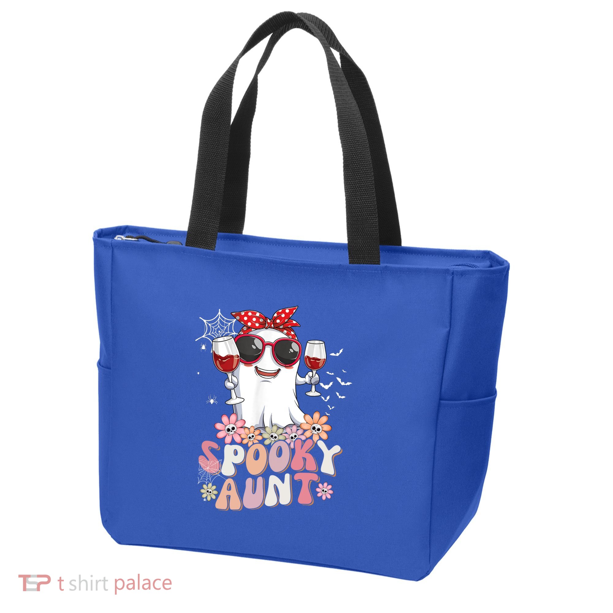 Groovy One Spooky Aunt Retro Ghost Witch Mom Halloween Gift Tote Bag