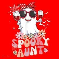 Groovy One Spooky Aunt Retro Ghost Witch Mom Halloween Gift Santa Hat thumb 1
