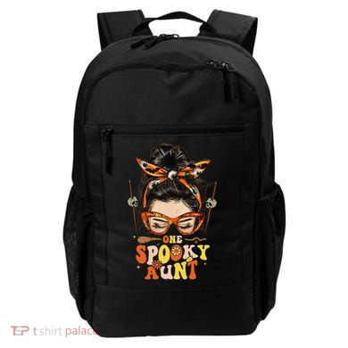 Groovy One Spooky Aunt Messy Bun Women Hippie Halloween Backpack
