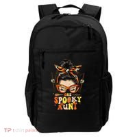 Groovy One Spooky Aunt Messy Bun Women Hippie Halloween Backpack thumb 0