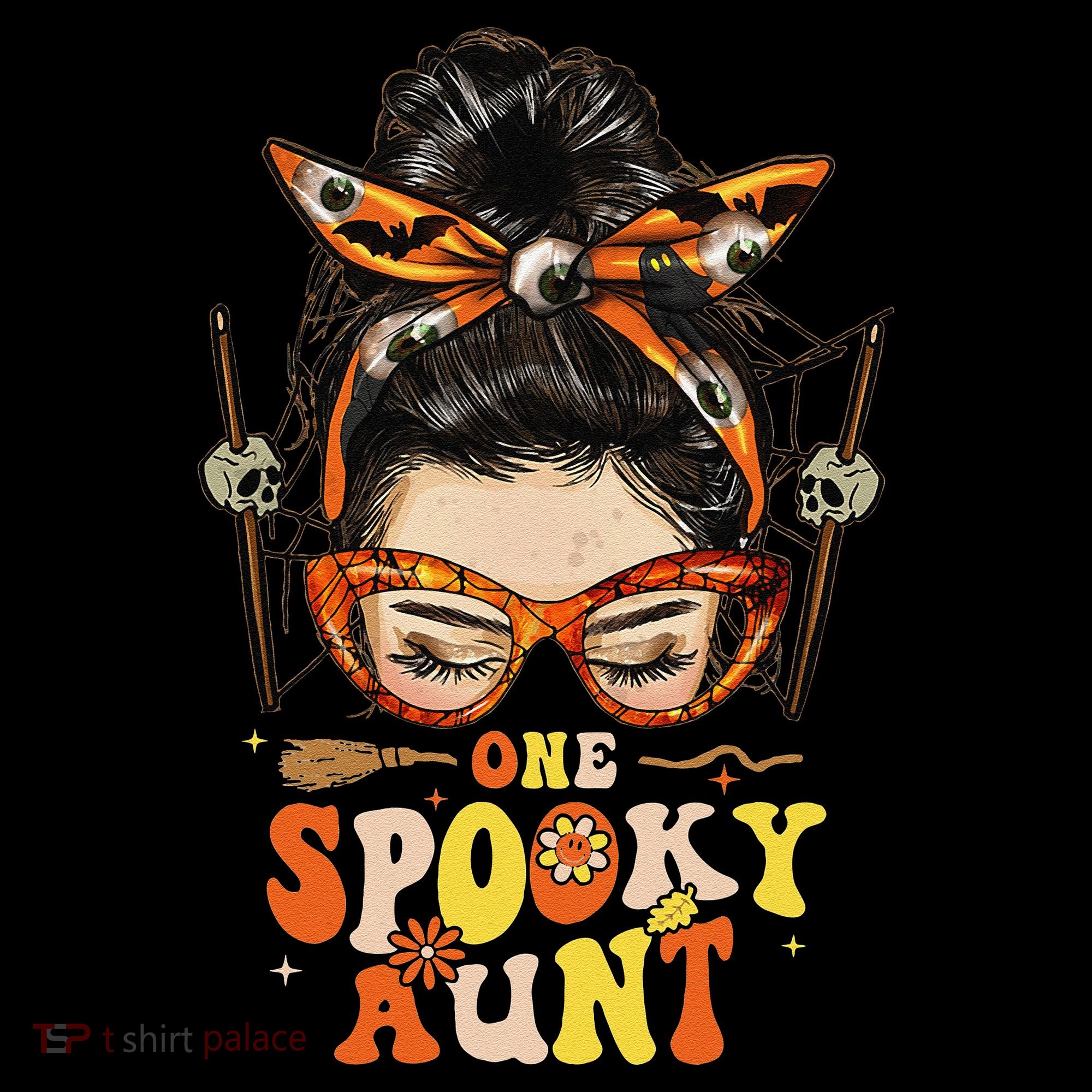 Groovy One Spooky Aunt Messy Bun Women Hippie Halloween Coffee Mug