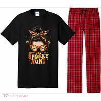 Groovy One Spooky Aunt Messy Bun Women Hippie Halloween Pajama Set thumb 0