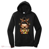 Groovy One Spooky Aunt Messy Bun Women Hippie Halloween Women's Hoodie thumb 0