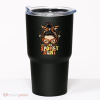 Groovy One Spooky Aunt Messy Bun Women Hippie Halloween Tumbler thumb 0