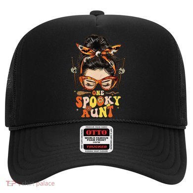 Groovy One Spooky Aunt Messy Bun Women Hippie Halloween Hat