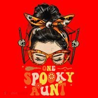 Groovy One Spooky Aunt Messy Bun Women Hippie Halloween Santa Hat thumb 1