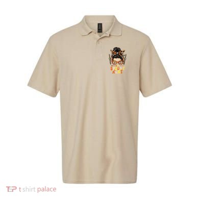 Groovy One Spooky Aunt Messy Bun Women Hippie Halloween Polo