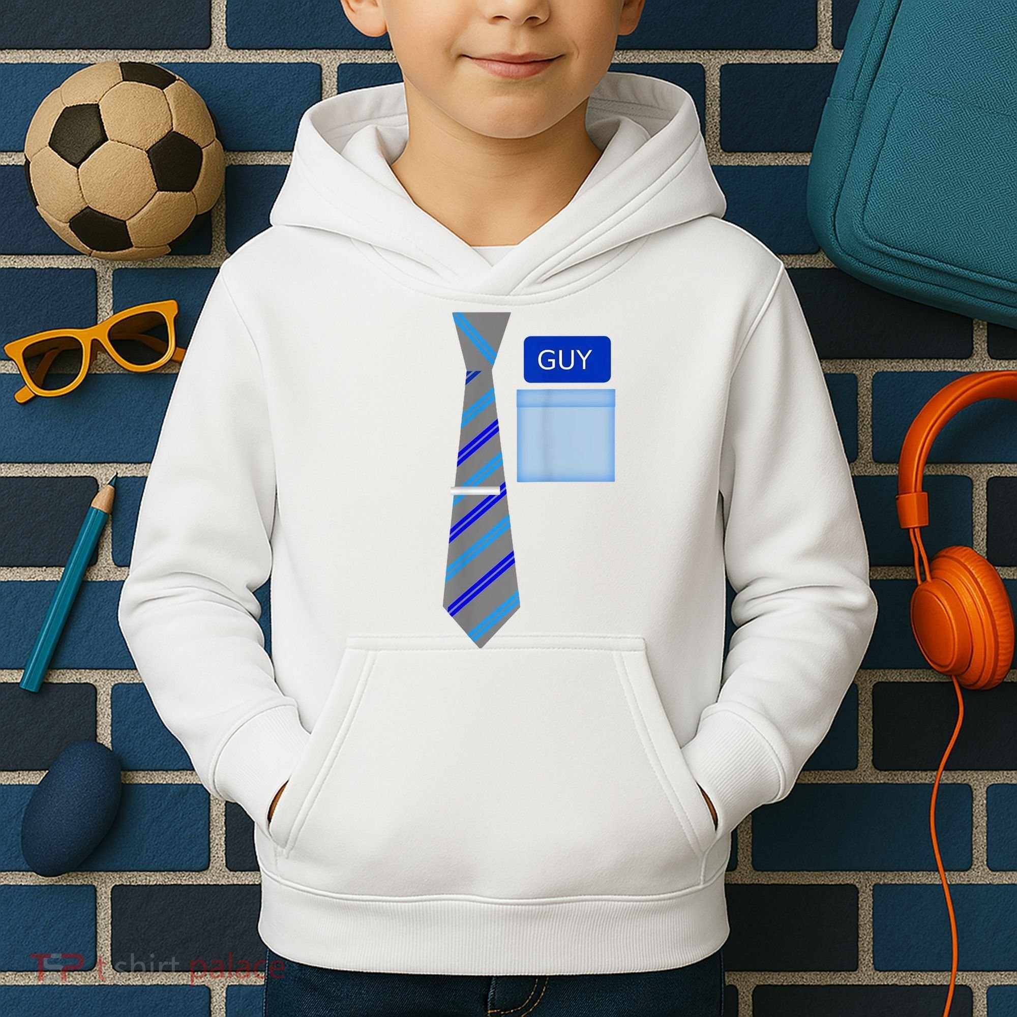 Guy Office Suit And Tie Costume Kids Hoodie