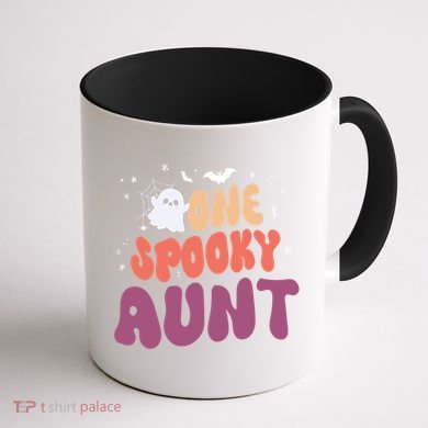 Groovy One Spooky Aunt Boo Ghost Halloween Pumpkin Gift Coffee Mug back