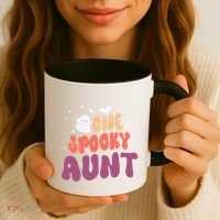 Groovy One Spooky Aunt Boo Ghost Halloween Pumpkin Gift Coffee Mug thumb 3