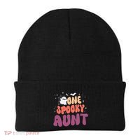 Groovy One Spooky Aunt Boo Ghost Halloween Pumpkin Gift Beanie thumb 0