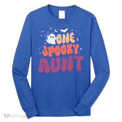 Groovy One Spooky Aunt Boo Ghost Halloween Pumpkin Gift Long Sleeve Shirt