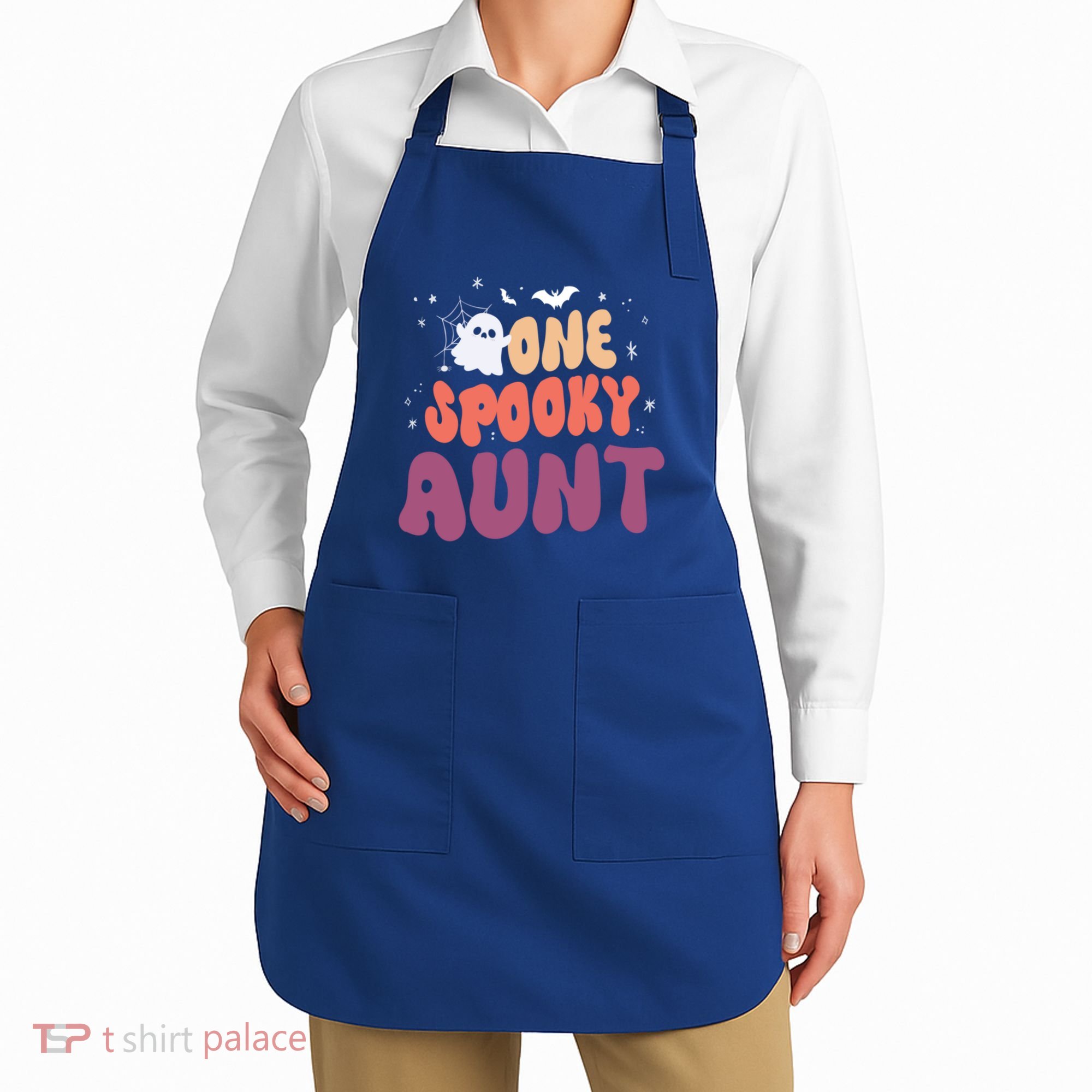 Groovy One Spooky Aunt Boo Ghost Halloween Pumpkin Gift Apron