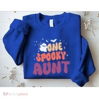 Groovy One Spooky Aunt Boo Ghost Halloween Pumpkin Gift Sweatshirt thumb 2