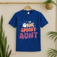 Groovy One Spooky Aunt Boo Ghost Halloween Pumpkin Gift T-Shirt thumb 2