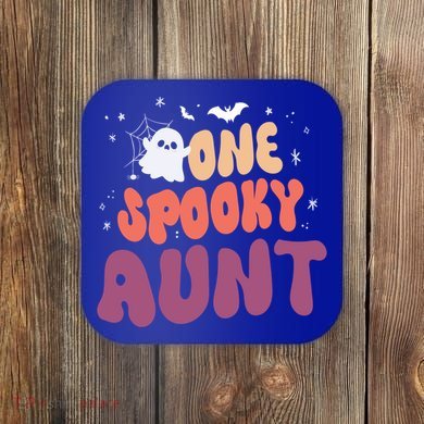 Groovy One Spooky Aunt Boo Ghost Halloween Pumpkin Gift Coaster