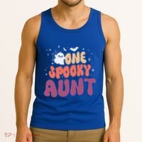 Groovy One Spooky Aunt Boo Ghost Halloween Pumpkin Gift Tank Top thumb 3