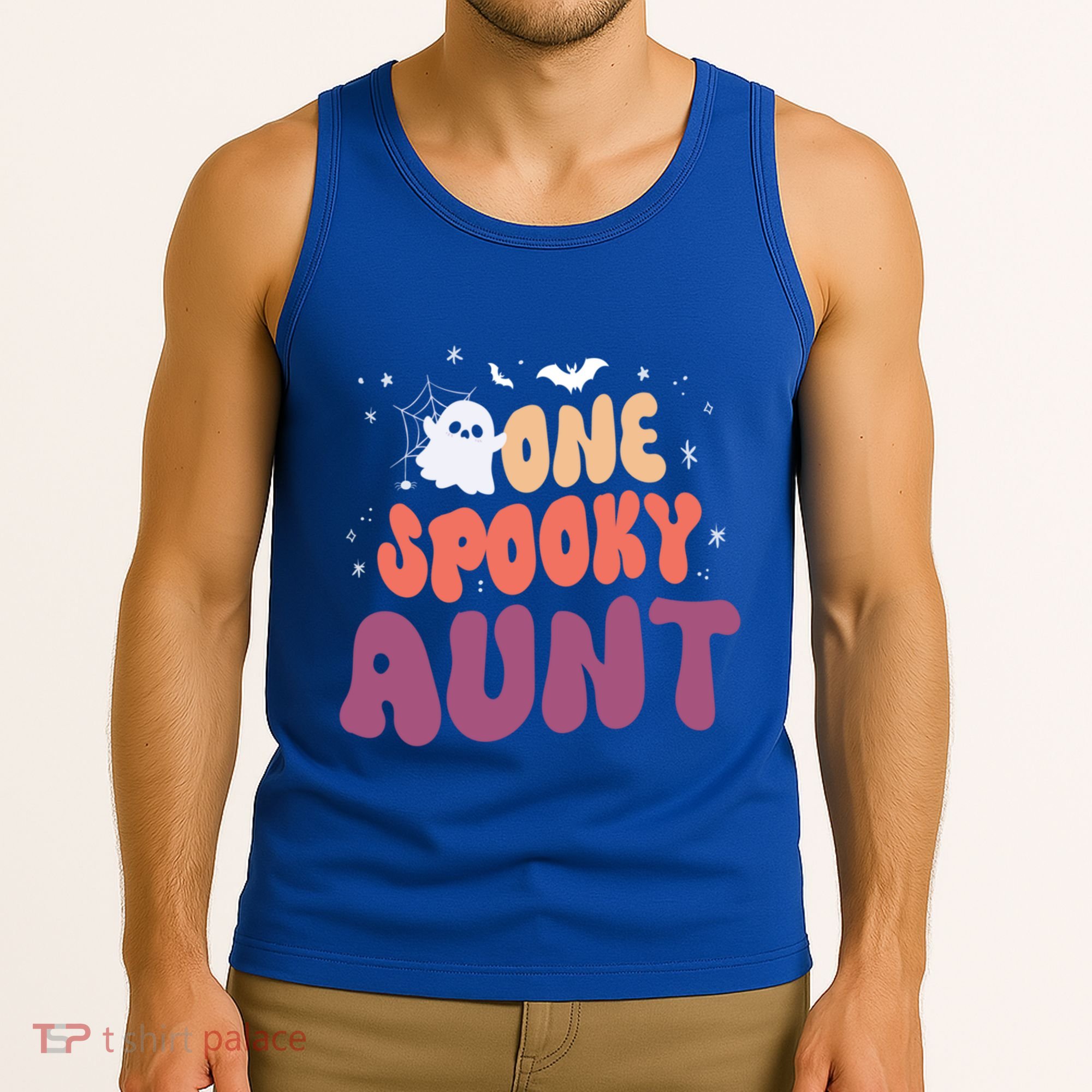 Groovy One Spooky Aunt Boo Ghost Halloween Pumpkin Gift Tank Top