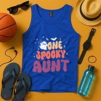 Groovy One Spooky Aunt Boo Ghost Halloween Pumpkin Gift Tank Top thumb 4