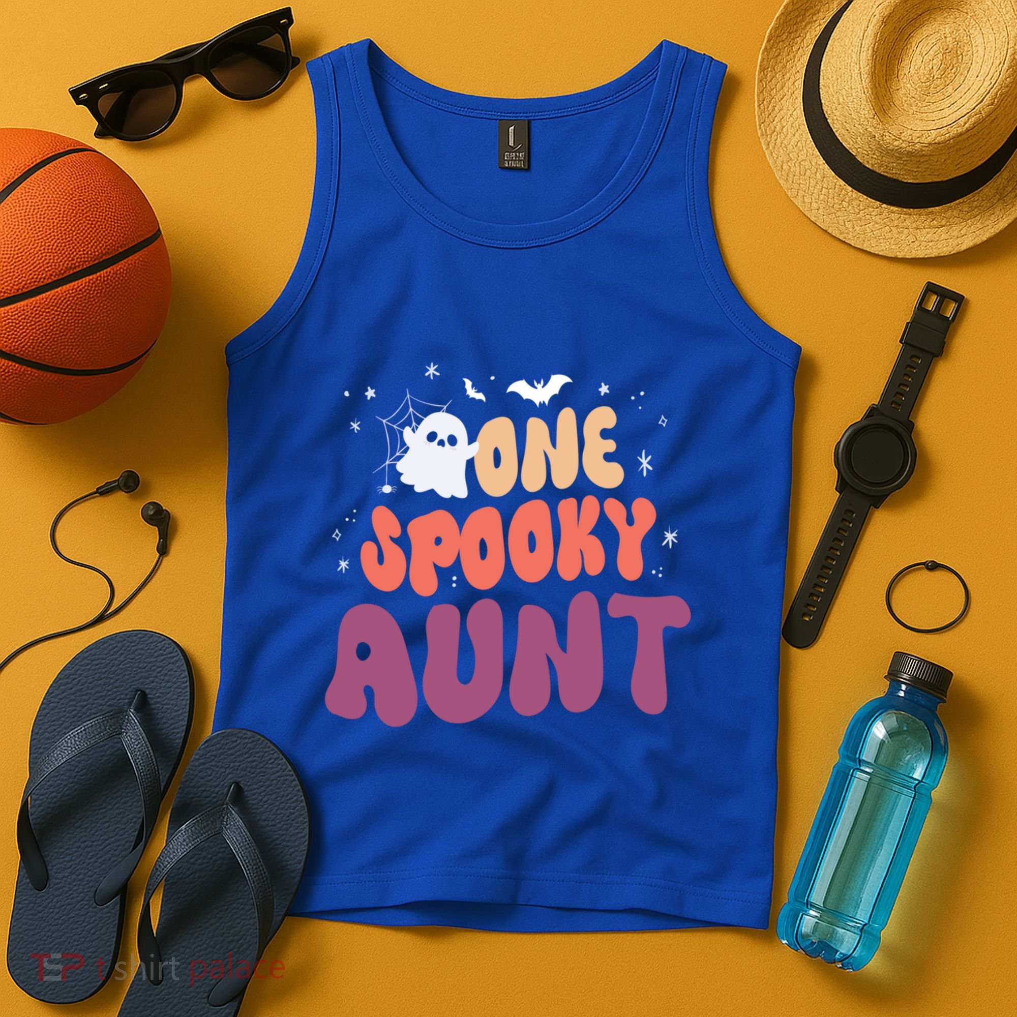 Groovy One Spooky Aunt Boo Ghost Halloween Pumpkin Gift Tank Top