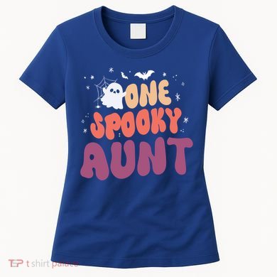 Groovy One Spooky Aunt Boo Ghost Halloween Pumpkin Gift Women's T-Shirt